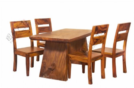 环保实木餐桌餐椅免抠png透明图层素材
