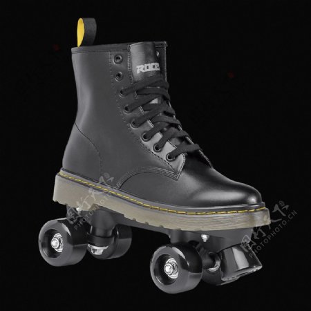 黑色真皮溜冰鞋免抠png透明素材