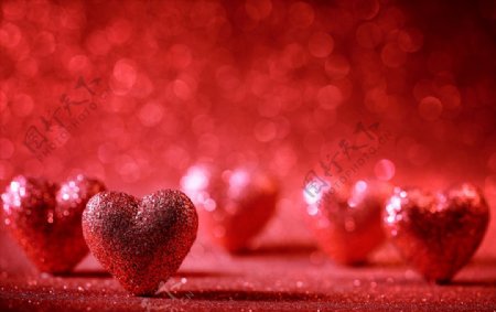红色立体爱心情人节背景素材