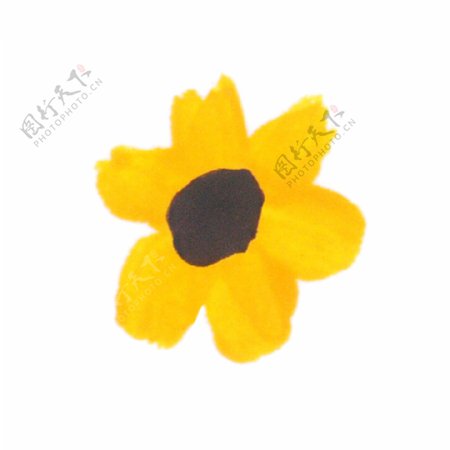 黄色可爱花卉卡通透明素材