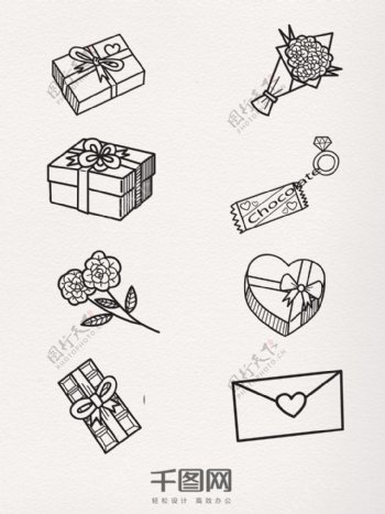 情人节礼物简单线条手绘图片