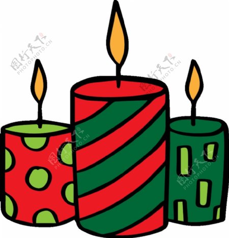 三根卡通圣诞蜡烛PNG元素