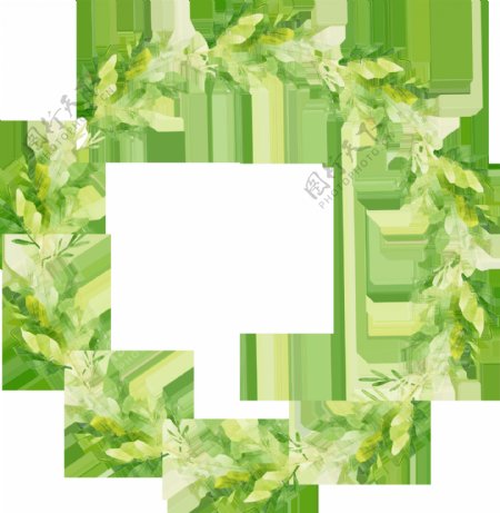 芝绿花叶卡通透明素材