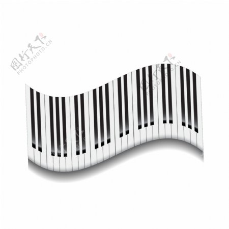 黑白钢琴键盘元素素材