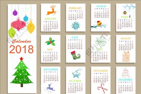 2018日历设计圣诞日历
