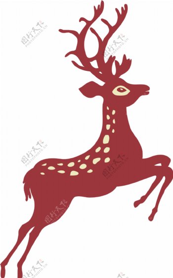 红色圣诞麋鹿PNG元素