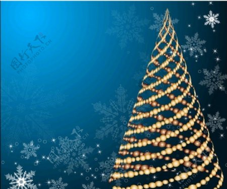 灯饰奇特圣诞树深蓝背景
