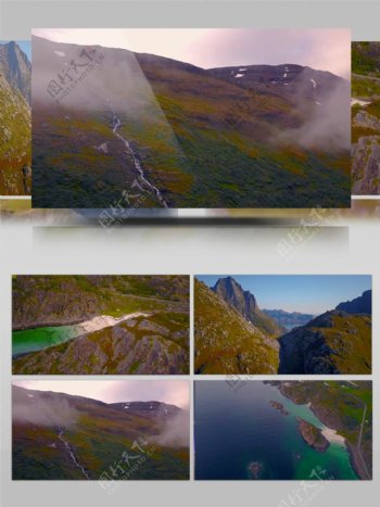 大自然山脉湖泊实拍视频素材