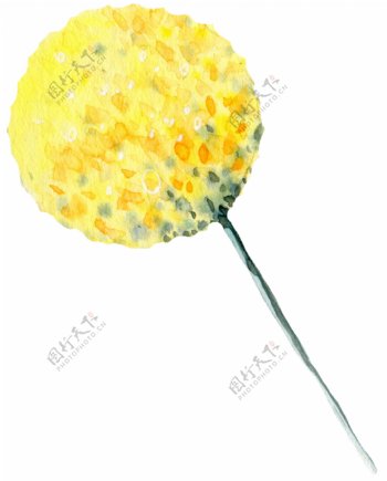 手绘黄色花球PNG透明素材