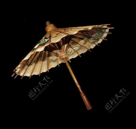 手绘油纸伞透明装饰素材