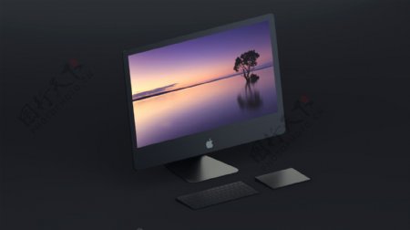 暗黑色系苹果mac台式电脑样机