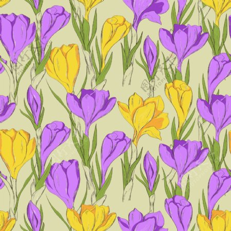 粉黄色紫黄花朵背景矢量素材