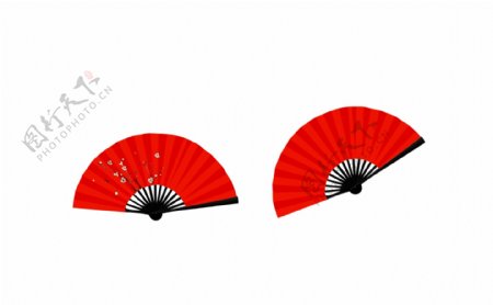 节日红色扇子中国风素材