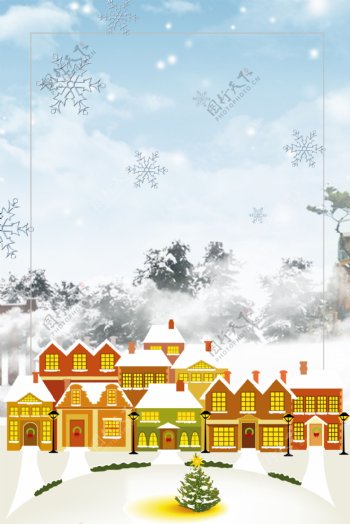 浪漫雪花冬季海报背景设计