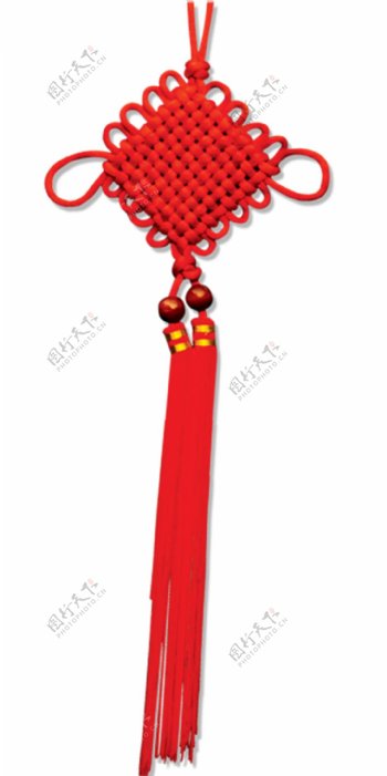 红色丝绳带红檀串珠中国结png