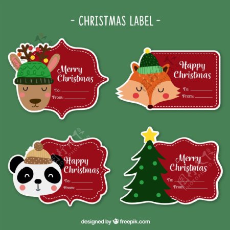 4款彩色圣诞节标签矢量素材