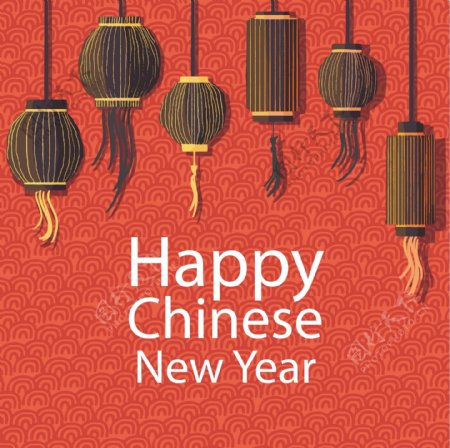 手绘中国传统节日新年快乐素材