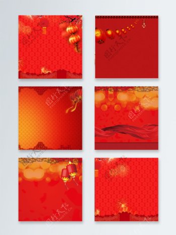 红色新年中国风灯笼主图主图背景