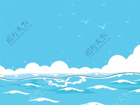 蓝色天空海洋背景素材