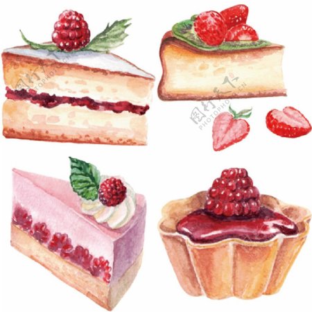 甜蜜的水果蛋糕插画