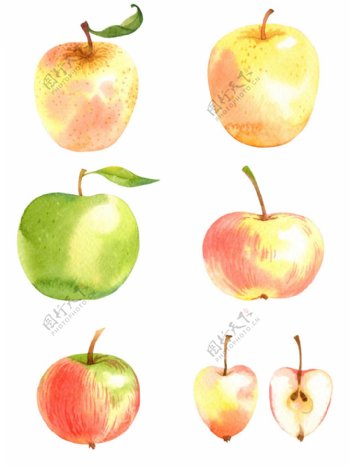 清新时尚水彩绘苹果插画