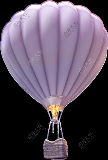 手绘紫色热气球透明素材