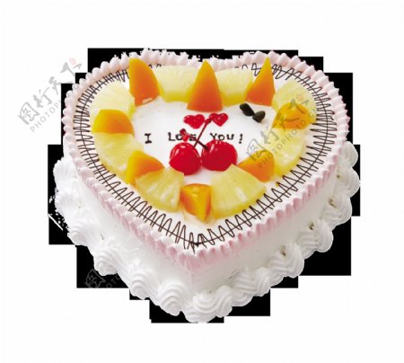 白色爱心水果蛋糕素材