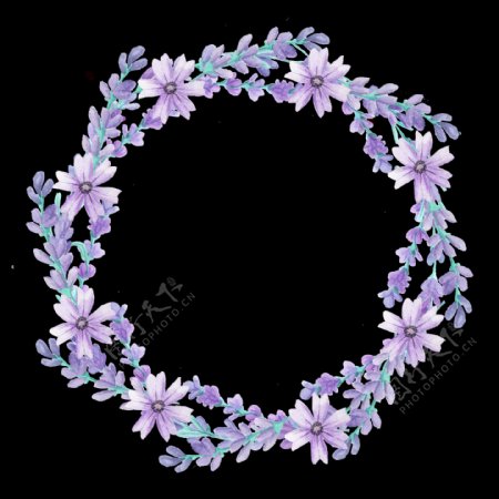 紫色花圈透明装饰素材