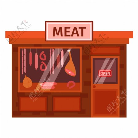 手绘商店肉店元素