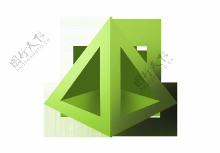 立体绿色三角体png元素