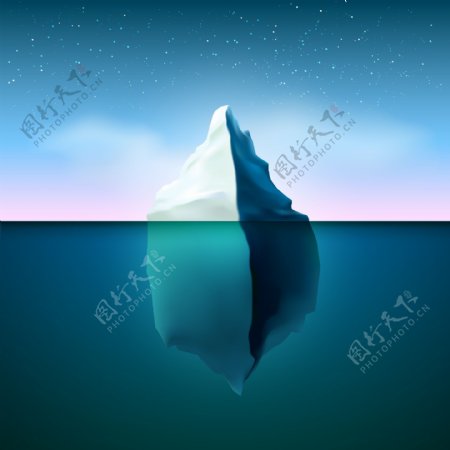 大海里的冰山插画
