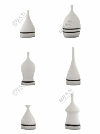 6款日式简约颓废艺术白色生活装饰陶瓷花瓶
