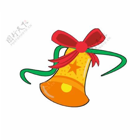 圣诞节铃铛元素之卡通可爱黄色铃铛