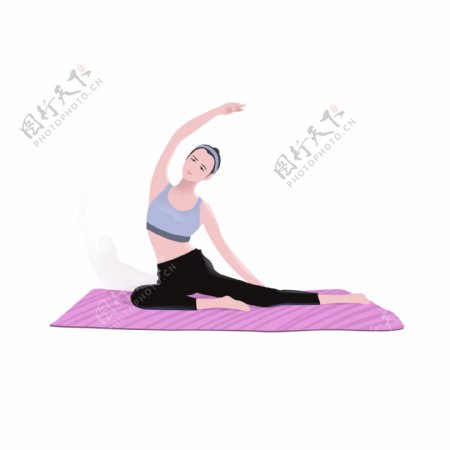 练习瑜珈的女人卡通元素