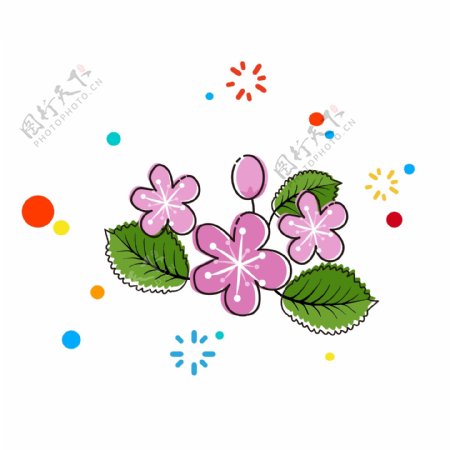 MBE粉色桃花卡通手绘花卉植物花朵