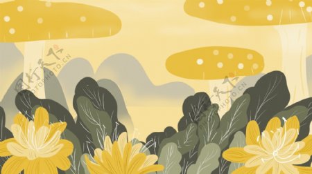 清新明亮黄色花朵广告背景