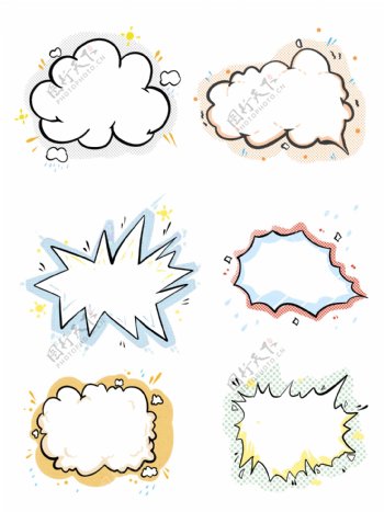 爆炸云会话气泡元素卡通漫画