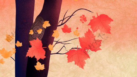唯美秋季枫树林背景素材