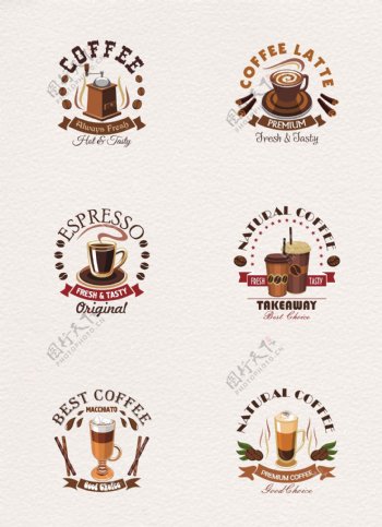 经典6组咖啡标志设计