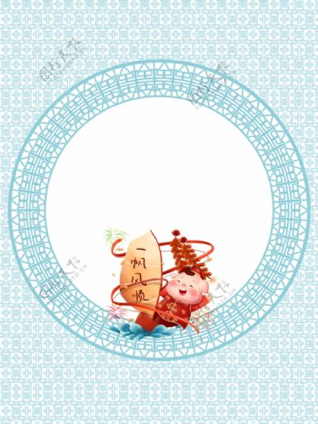 原创猪年喜庆小清新剪纸春节卡通背景素材
