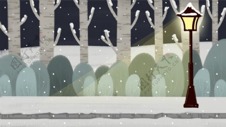 立冬扁平化街道树木背景设计