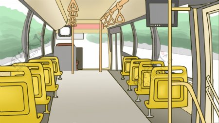 彩绘漫画风公交车背景设计