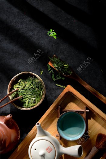 中国传统茶艺海报背景