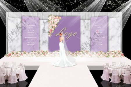 大理石紫色多层次婚礼效果图