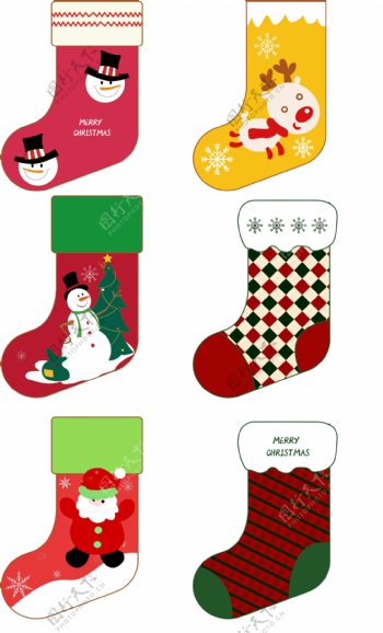矢量圣诞节圣诞袜手绘套图