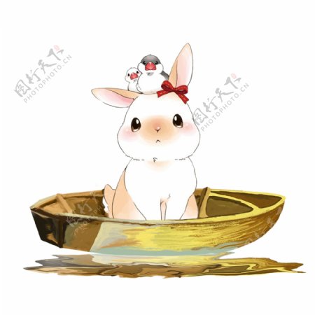 中秋节可爱小兔子元素