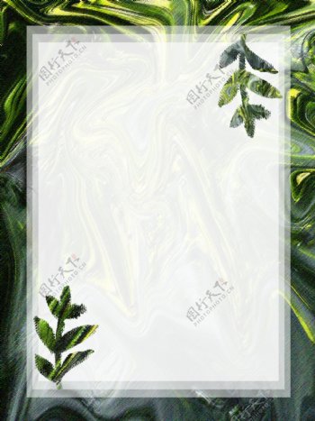绿色小清新简约手绘树叶背景素材