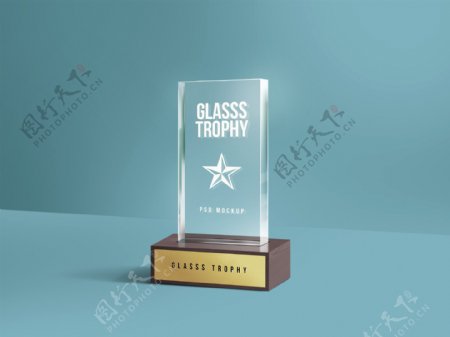 透明玻璃奖杯LOGO标志展示样机