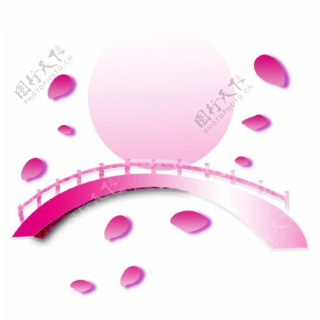 鹊桥粉色渐变月亮玫瑰花瓣浪漫七夕节