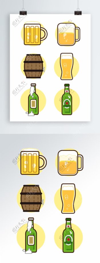 啤酒节世界杯狂欢酒瓶酒杯泡沫酒桶庆祝图案